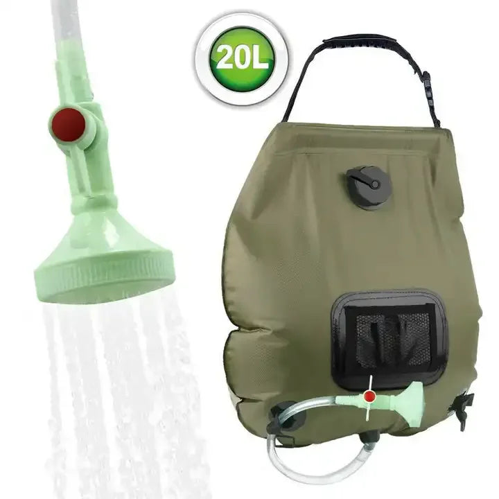 20L Portable Solar Camping Shower with Heating Pipe | Wholesale Outdoor Water Heater Bag | 48x47cm Camping Gear