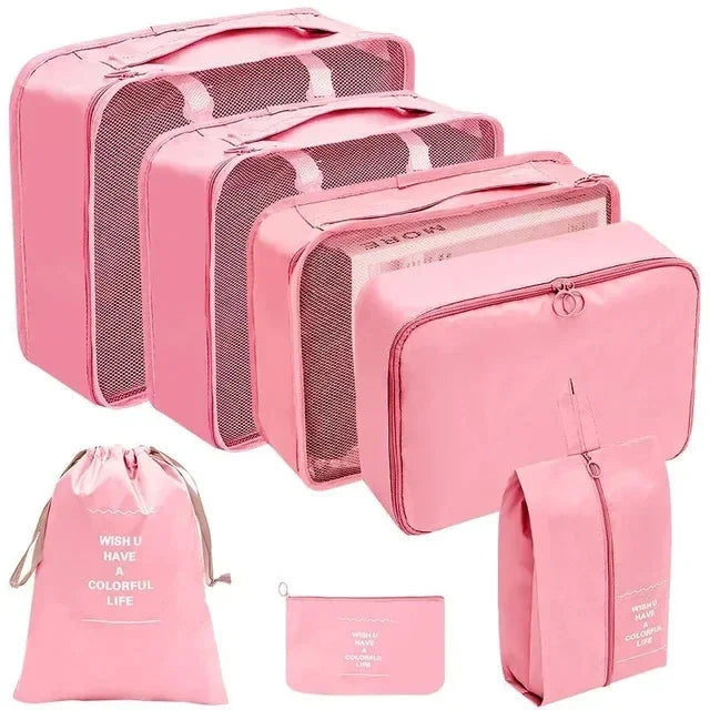 7/8/9/10 Pcs Set Travel Organizer Storage Bags Suitcase Packing Cubes Set Cases Portable Luggage Clothes Shoe Tidy Pouch Folding