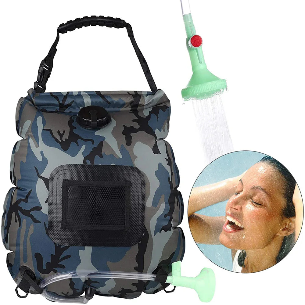 20L Portable Solar Camping Shower with Heating Pipe | Wholesale Outdoor Water Heater Bag | 48x47cm Camping Gear